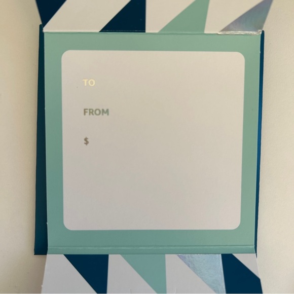 New Set of 10 Geometric Teal and Shiny Silver Art Gift Card Holder To From Cards - Picture 6 of 10